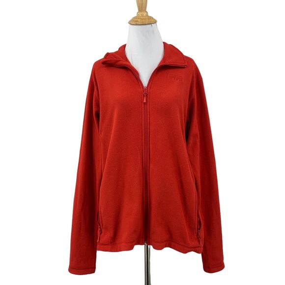 Helly Hansen Jacket Womens M Medium Red Zip Up Polartec Fleece Collared Pockets - Picture 1 of 11